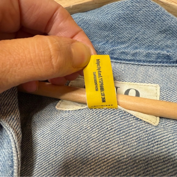 Polo Denim & Supply Collared V-Neck oversized chambray denim wide cuff top xs - Picture 10 of 11